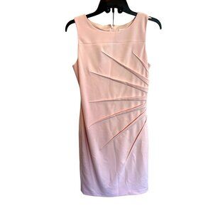 Calvin Klein Pink Sleeveless Sheath Dress Sunburst Pleated Design Size 6 New